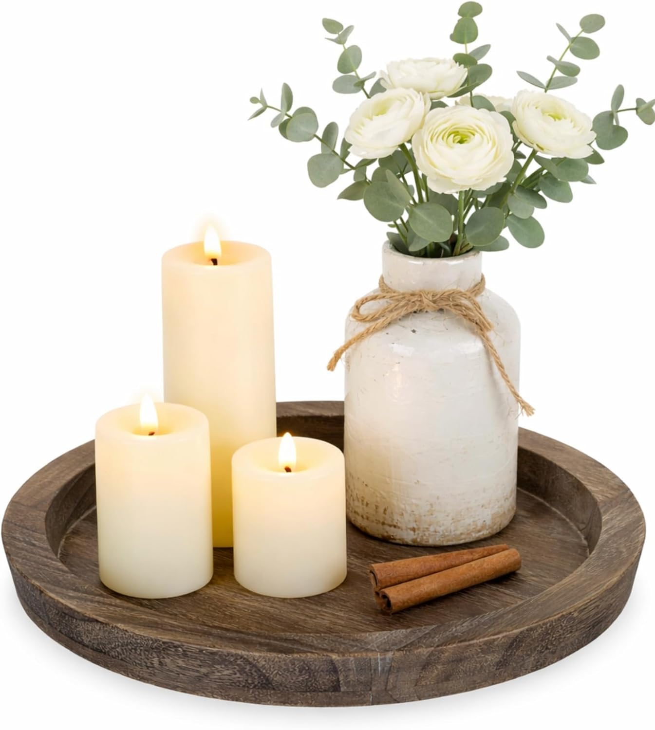 brown Rustic Decorative wooden Candlestick Plates for Kitchen Centerpiece, Farmhouse Living Room Decor